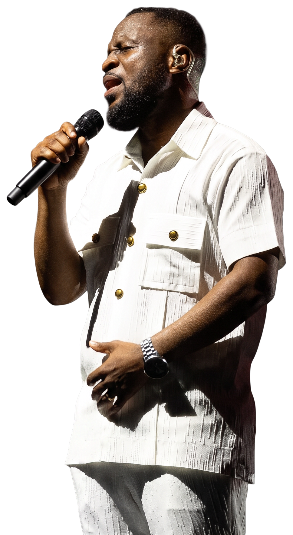 Pastor Edwin Dadson singing during live worship